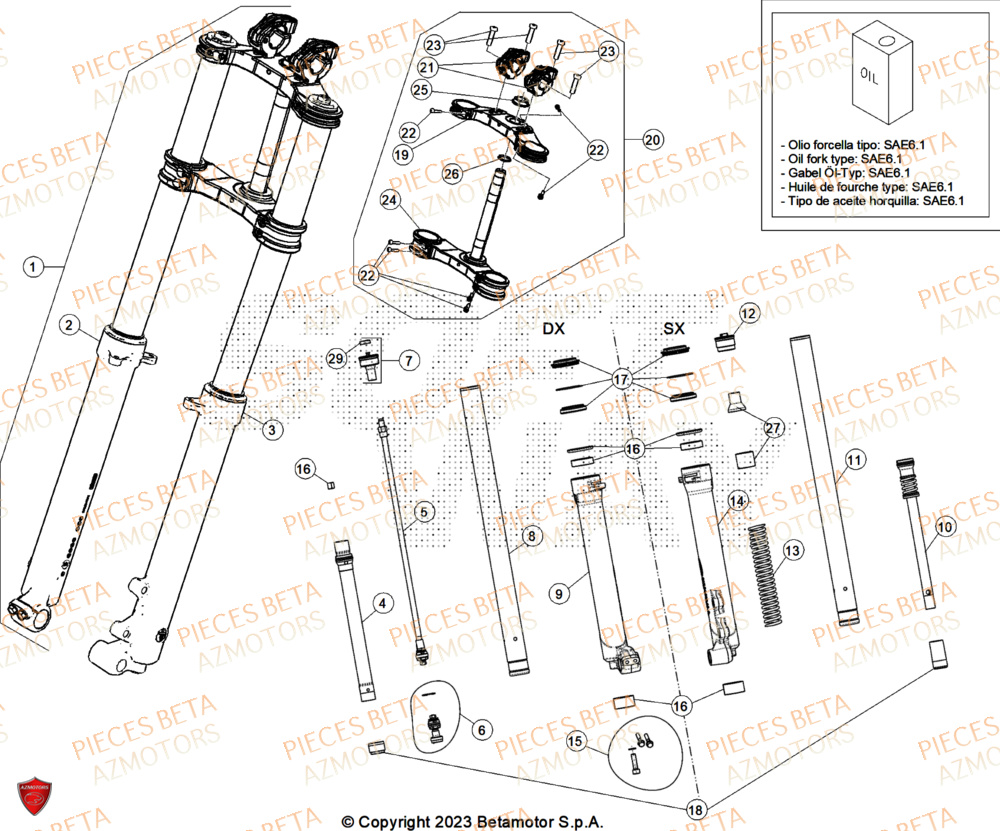 Fourche BETA Pièces Beta TRIAL EVO 200 FACTORY 2T 2024