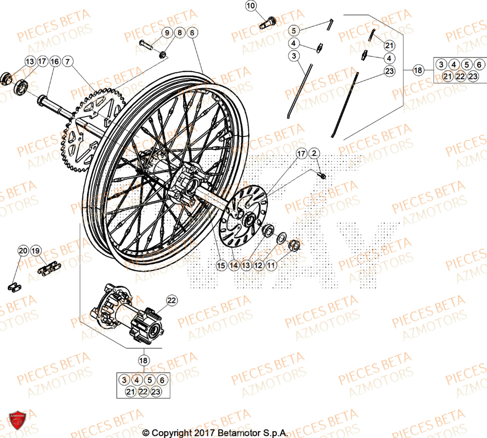 Roue Arriere BETA Pièces Beta TRIAL EVO 200 FACTORY 2T 2024