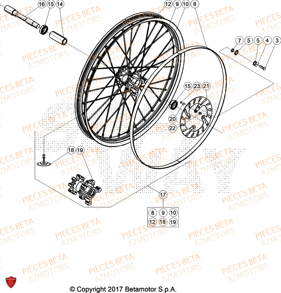 Roue Avant BETA Pièces Beta TRIAL EVO 200 FACTORY 2T 2024