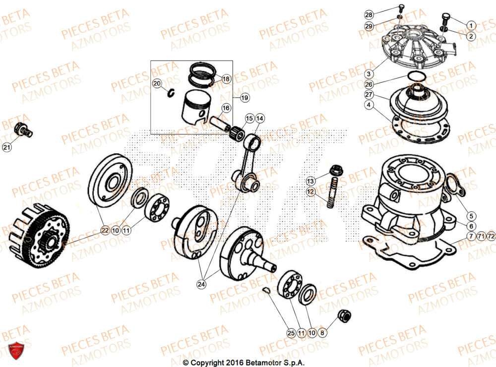 Vilebrequin BETA Pièces Beta TRIAL EVO 200 FACTORY 2T 2024