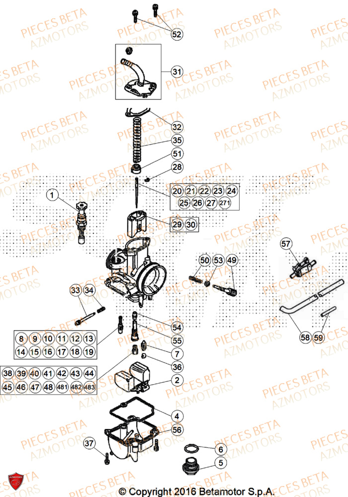 Carburateur Details BETA Pièces Beta TRIAL EVO 250 FACTORY 2T 2024