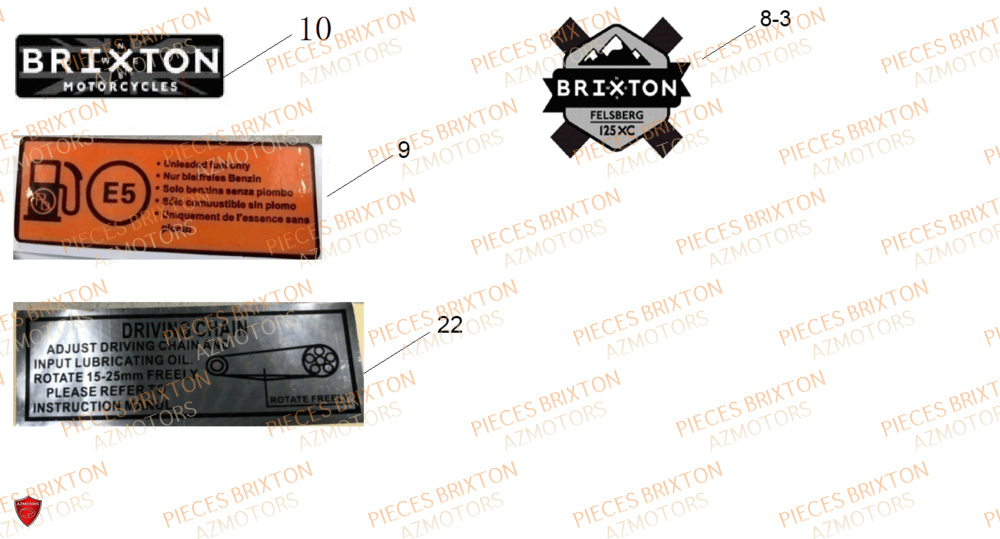 Autocollant BRIXTON Pièces Brixton FELSBERG 125 XC EURO 4