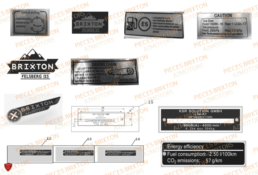 Autocollant BRIXTON Pièces Brixton FELSBERG BX 125 X ABS EURO 5