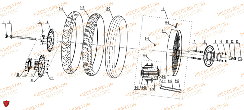 Roue Arriere BRIXTON Pièces Brixton FELSBERG BX 125 X ABS EURO 5