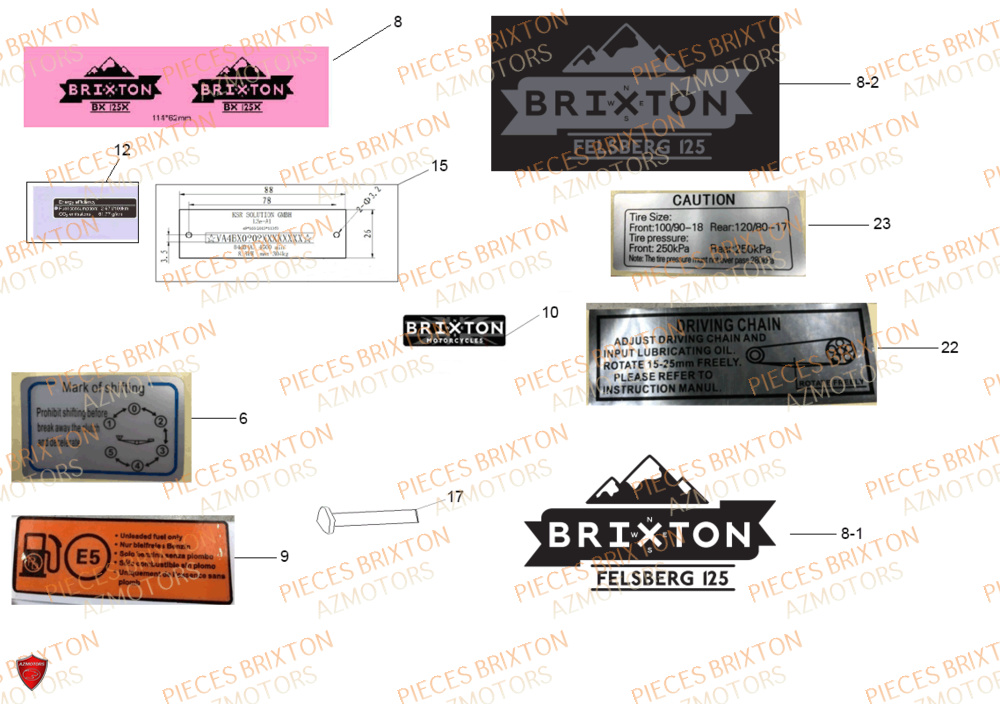 Autocollant BRIXTON Pièces Brixton FELSBERG BX 125 X AVANT 2018