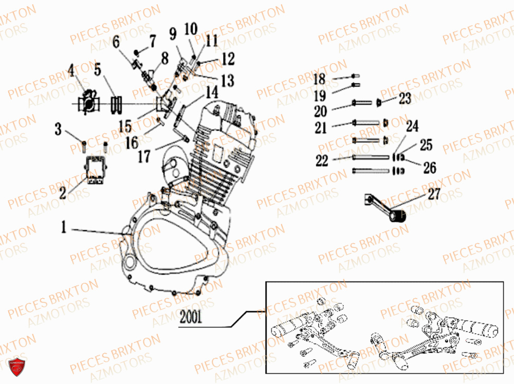 FIXATION MOTEUR BRIXTON FELSBERG BX 125 X AV 2018