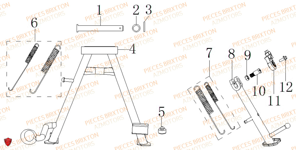 Bequille Centrale Bequille Laterale BRIXTON Pièces Brixton FELSBERG GLANVILLE 250 X EURO 4