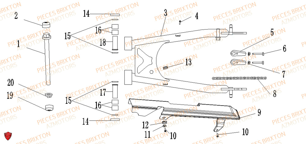 BRAS OSCILLANT BRIXTON FELSBERG GLANVILLE 250 X