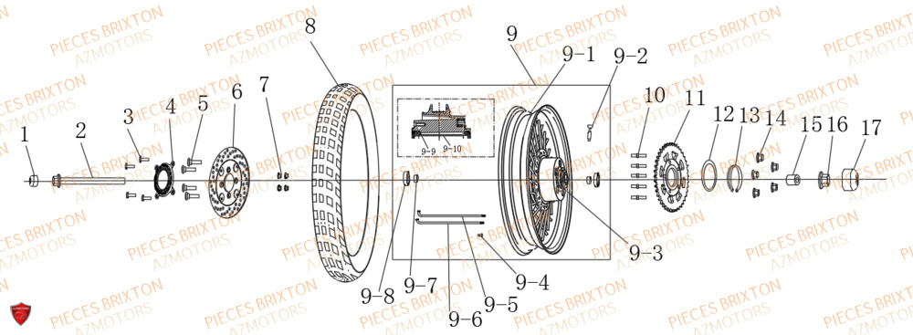 Roue Arriere BRIXTON Pièces Brixton FELSBERG GLANVILLE 250 X EURO 4