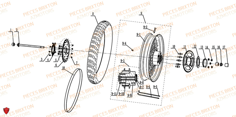 Roue Arriere BRIXTON Pièces Brixton FELSBERG GLANVILLE 250 X EURO 5