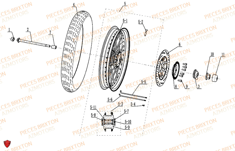 Roue Avant BRIXTON Pièces Brixton FELSBERG GLANVILLE 250 X EURO 5