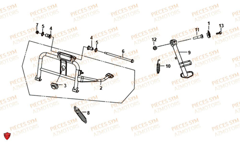 Bequille Centrale Et Laterale SYM Pièces FIDDLE III 125I - XA12W4-EU (2017-2020)