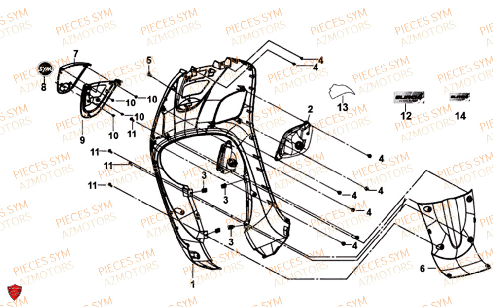 Carenage Avant Clignotant SYM Pièces FIDDLE III 125I - XA12W4-EU (2017-2020)