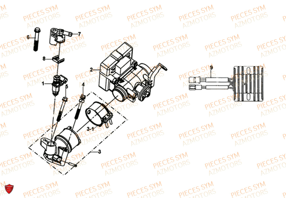 Injecteur Admission SYM Pièces FIDDLE III 125I - XA12W4-EU (2017-2020)