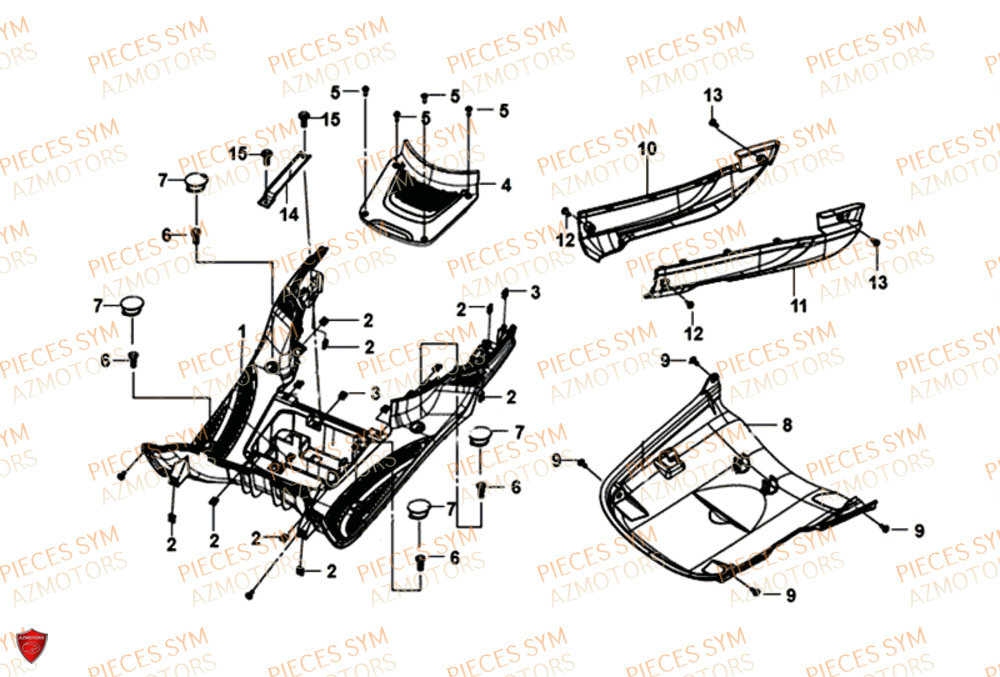 Plancher SYM Pièces FIDDLE III 125I - XA12W4-EU (2017-2020)