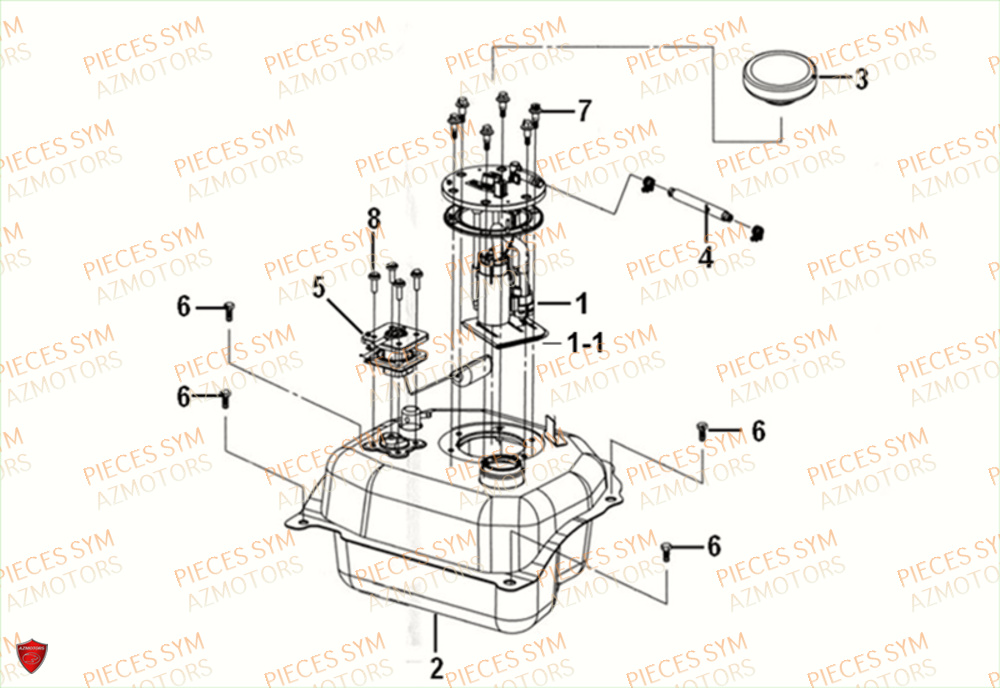 Reservoir A Carburant SYM Pièces FIDDLE III 125I - XA12W4-EU (2017-2020)