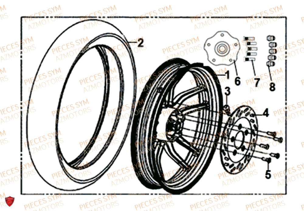 Roue Arriere SYM Pièces FIDDLE III 125I - XA12W4-EU (2017-2020)