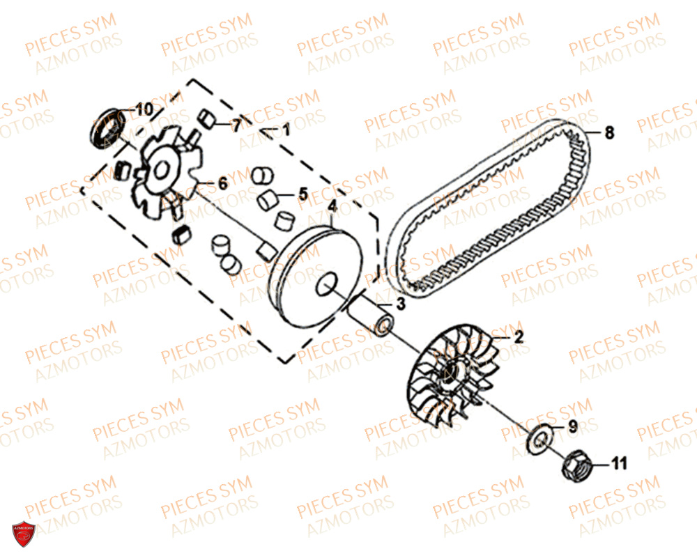 Variateur SYM Pièces FIDDLE III 125I - XA12W4-EU (2017-2020)