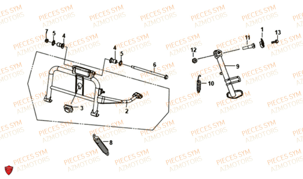 Bequille Centrale Et Laterale SYM Pièces FIDDLE III 125I EURO 4 - XA12W2-EU (2017-2020)