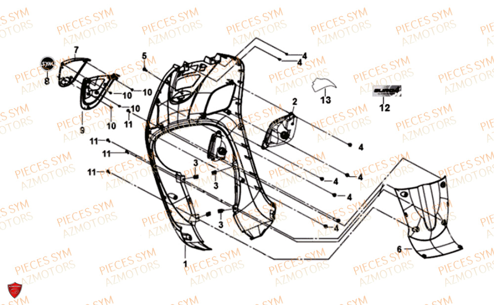 Carenage Avant Clignotant SYM Pièces FIDDLE III 125I EURO 4 - XA12W2-EU (2017-2020)