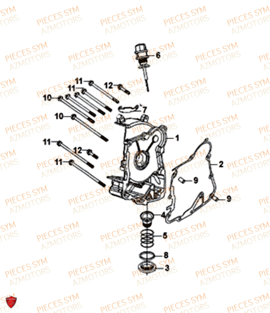 Couvercle De Carter Droit SYM Pièces FIDDLE III 125I EURO 4 - XA12W2-EU (2017-2020)