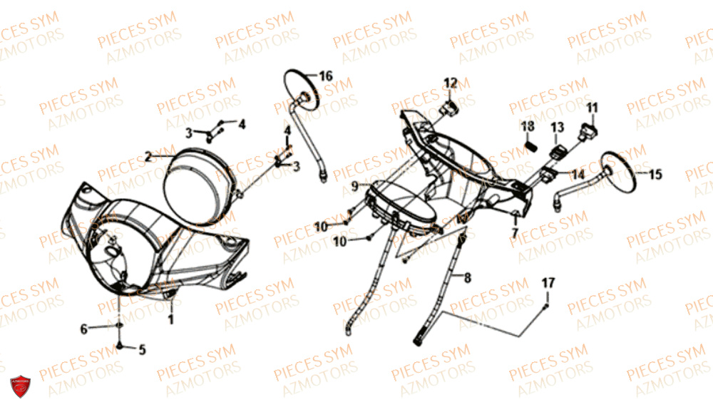 Eclairage Compteur Retroviseur SYM Pièces FIDDLE III 125I EURO 4 - XA12W2-EU (2017-2020)