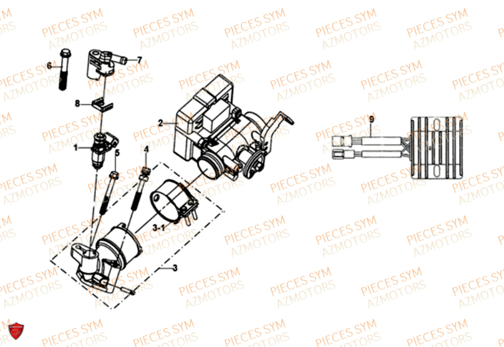 Injecteur Admission SYM Pièces FIDDLE III 125I EURO 4 - XA12W2-EU (2017-2020)