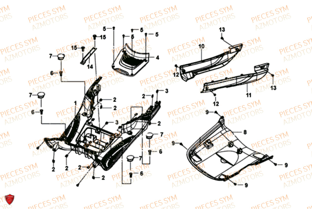 Plancher SYM Pièces FIDDLE III 125I EURO 4 - XA12W2-EU (2017-2020)