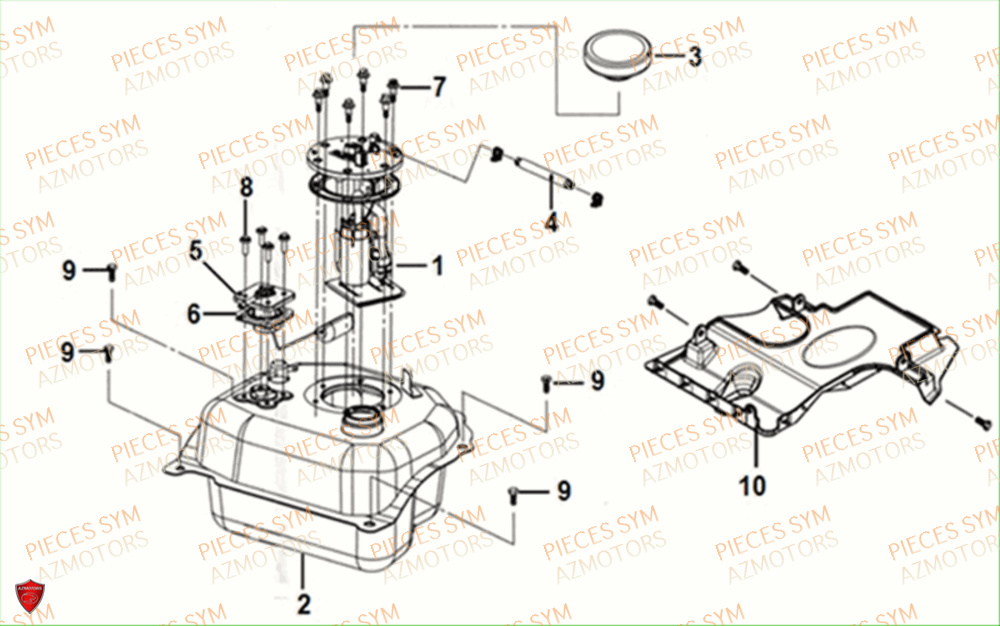 Reservoir A Carburant SYM Pièces FIDDLE III 125I EURO 4 - XA12W2-EU (2017-2020)