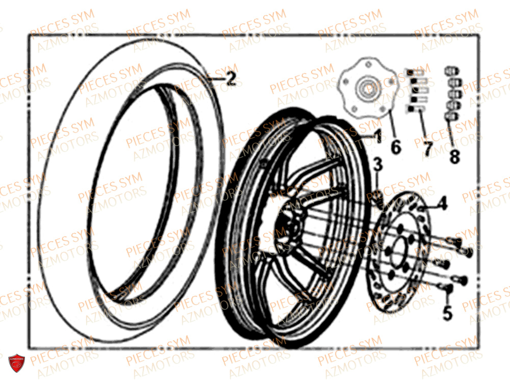 Roue Arriere SYM Pièces FIDDLE III 125I EURO 4 - XA12W2-EU (2017-2020)