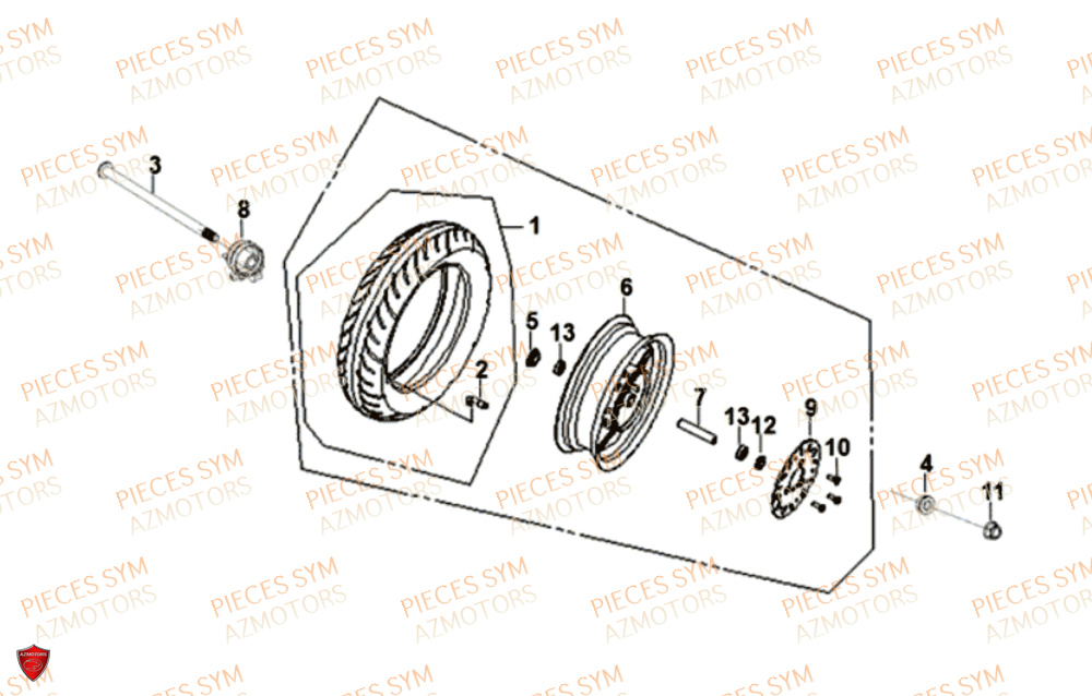 Roue Avant SYM Pièces FIDDLE III 125I EURO 4 - XA12W2-EU (2017-2020)