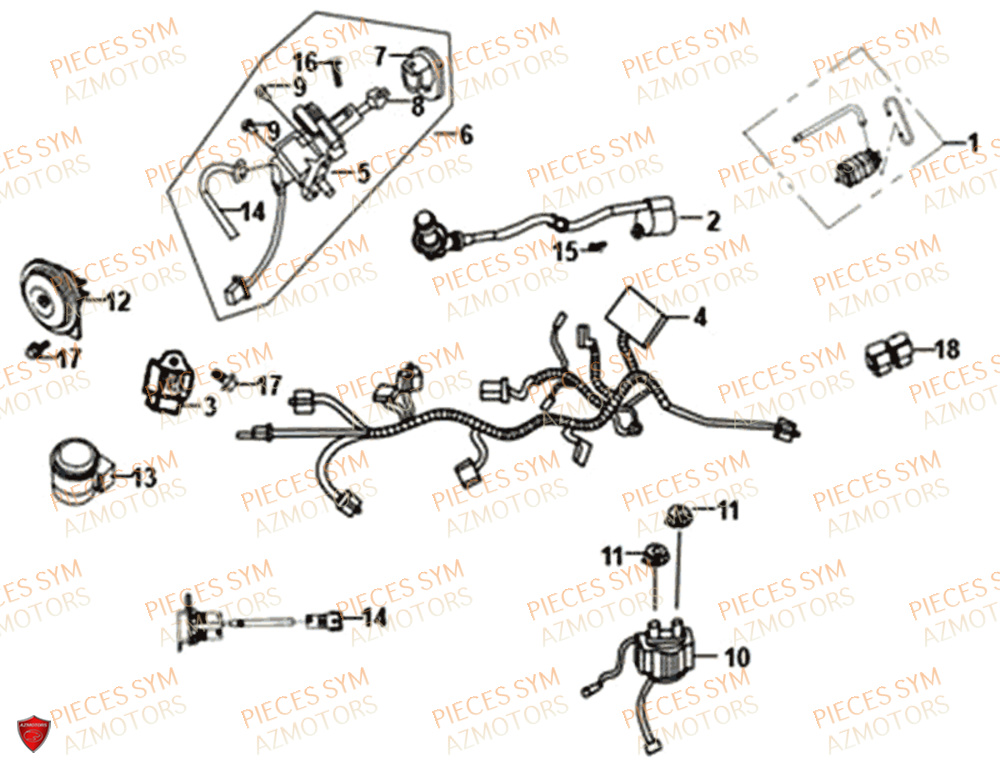 Systeme Electrique SYM Pièces FIDDLE III 125I EURO 4 - XA12W2-EU (2017-2020)