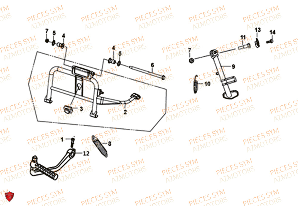 Bequille SYM Pièces FIDDLE III 50 - XA05W5-EU (2019-2020)