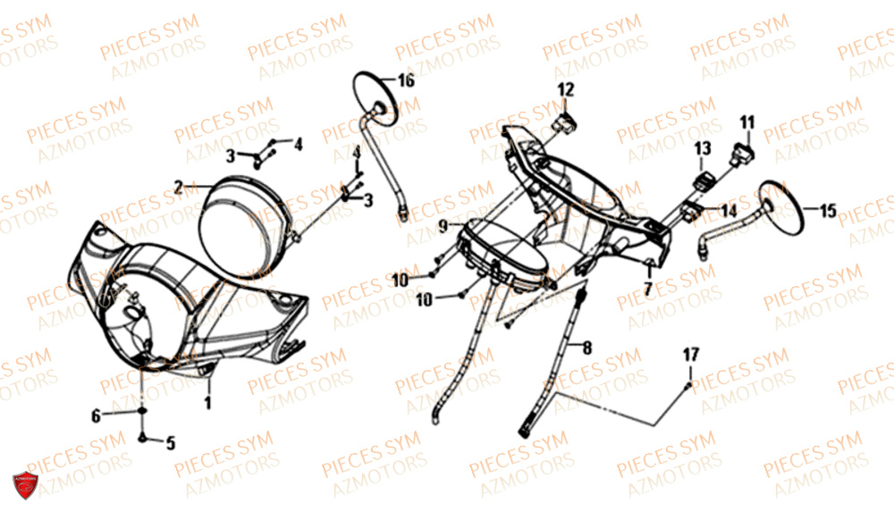 Cache Guidon SYM Pièces FIDDLE III 50 - XA05W5-EU (2019-2020)