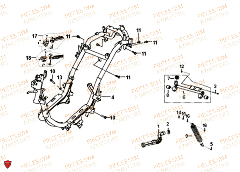 Chassis SYM Pièces FIDDLE III 50 - XA05W5-EU (2019-2020)