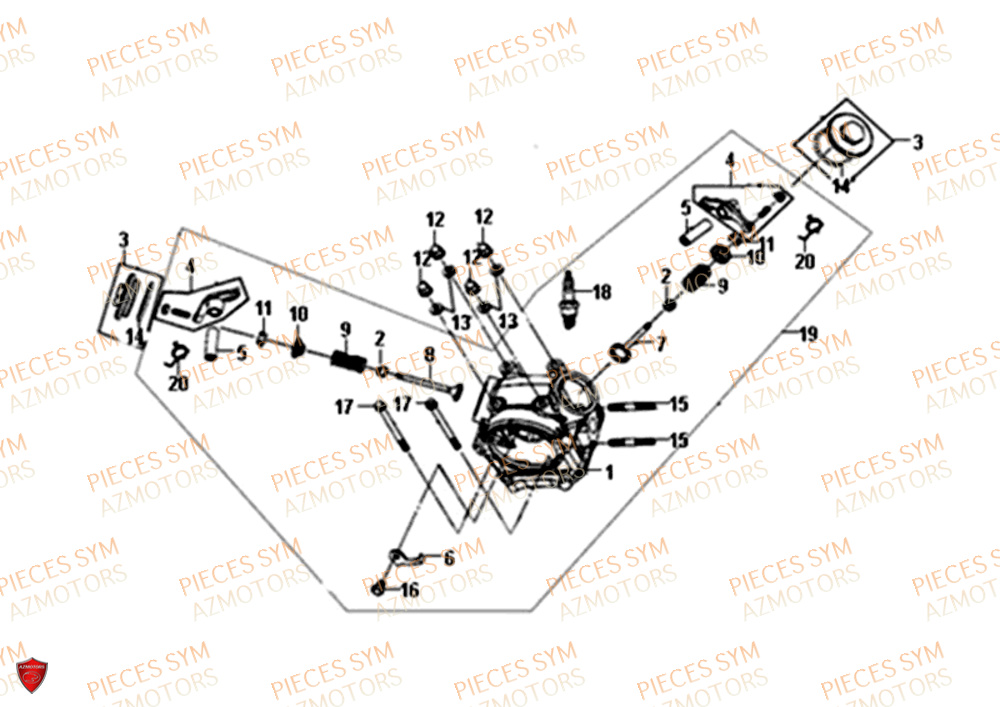 Culasse SYM Pièces FIDDLE III 50 - XA05W5-EU (2019-2020)