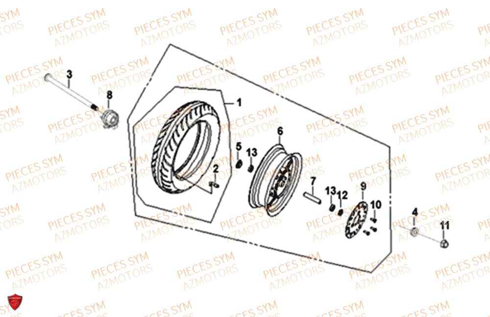 Roue Avant SYM Pièces FIDDLE III 50 - XA05W5-EU (2019-2020)