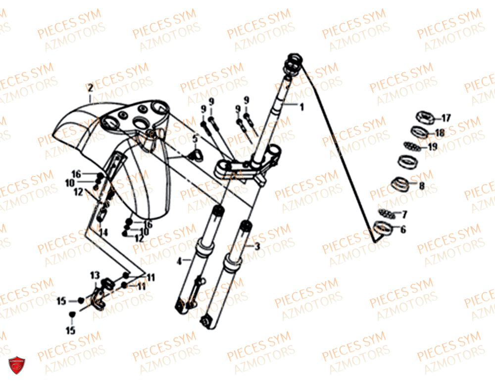 Te De Fourche SYM Pièces FIDDLE III 50 - XA05W5-EU (2019-2020)