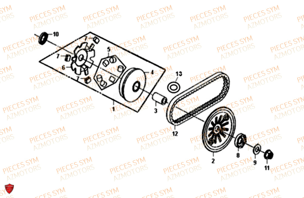 Variateur SYM Pièces FIDDLE III 50 - XA05W5-EU (2019-2020)