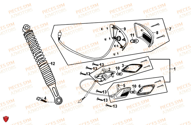 Amortisseur SYM Pièces FIDDLE II 50 - AF05W4-EU (2019-2020)