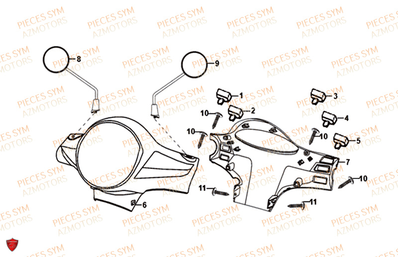 Cache Guidon SYM Pièces FIDDLE II 50 - AF05W4-EU (2019-2020)