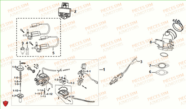 Carburateur SYM Pièces FIDDLE II 50 - AF05W4-EU (2019-2020)