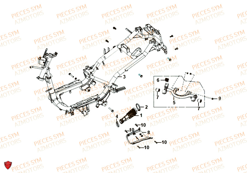 Chassis SYM Pièces FIDDLE II 50 - AF05W4-EU (2019-2020)