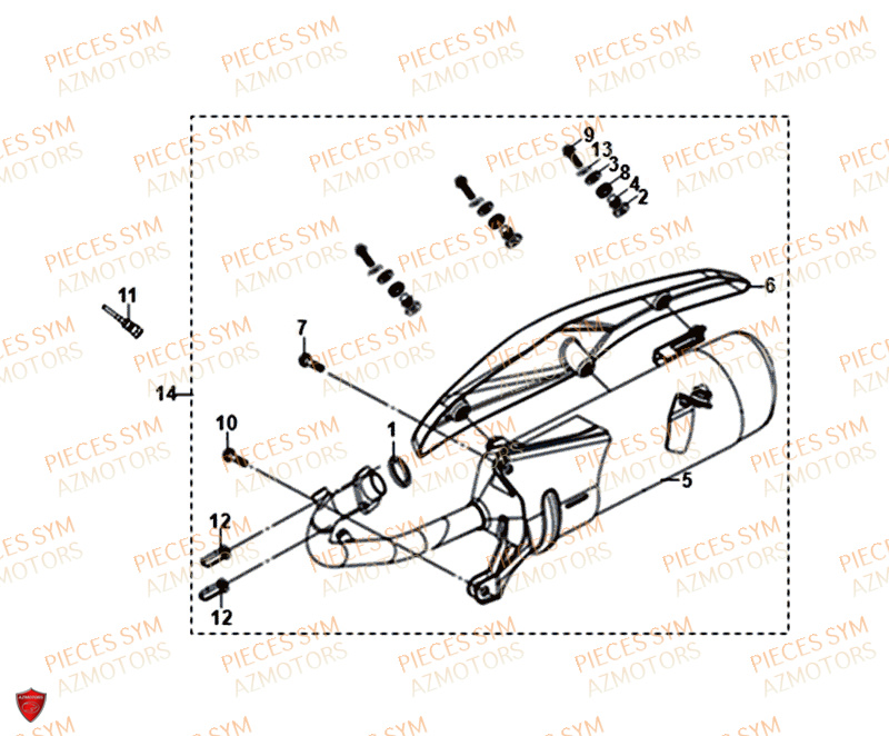 Echappement SYM Pièces FIDDLE II 50 - AF05W4-EU (2019-2020)