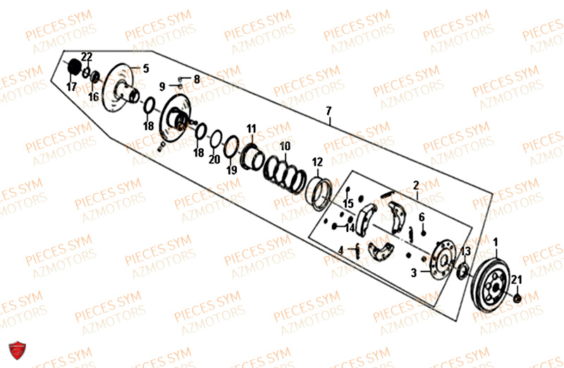 Embrayage SYM Pièces FIDDLE II 50 - AF05W4-EU (2019-2020)