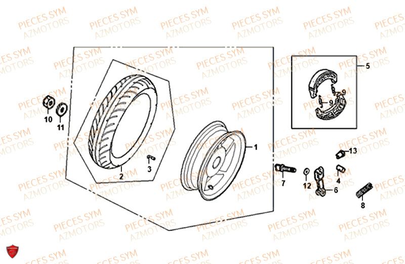 Roue Arriere SYM Pièces FIDDLE II 50 - AF05W4-EU (2019-2020)