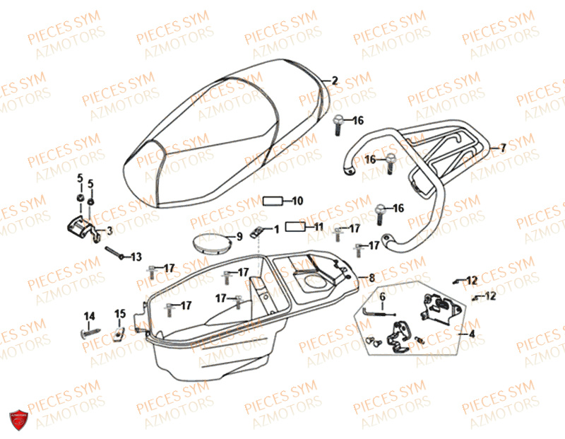 Selle SYM Pièces FIDDLE II 50 - AF05W4-EU (2019-2020)