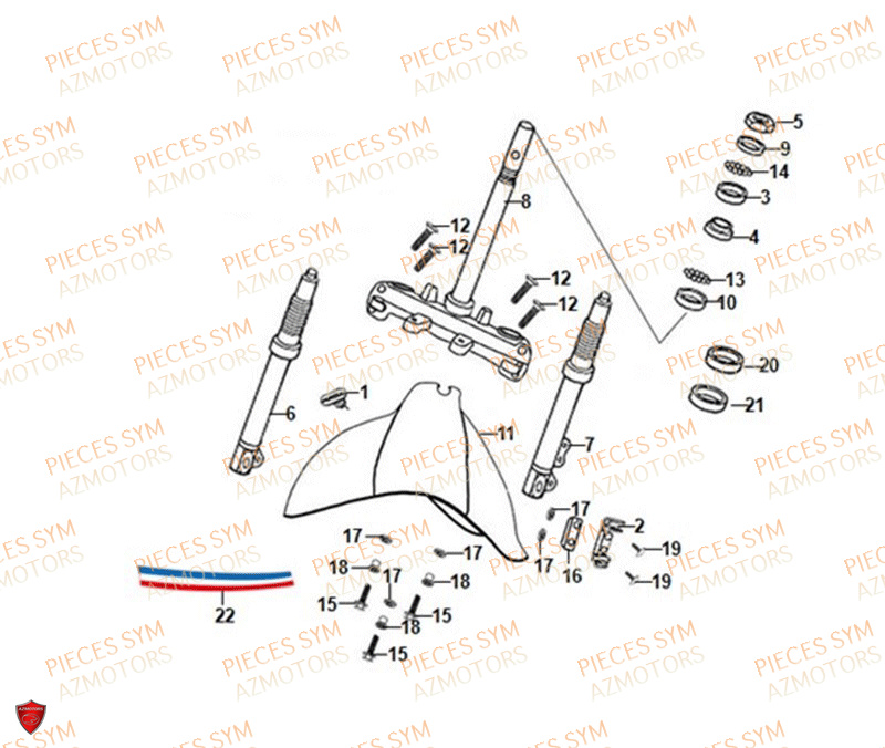 Te De Fourche SYM Pièces FIDDLE II 50 - AF05W4-EU (2019-2020)