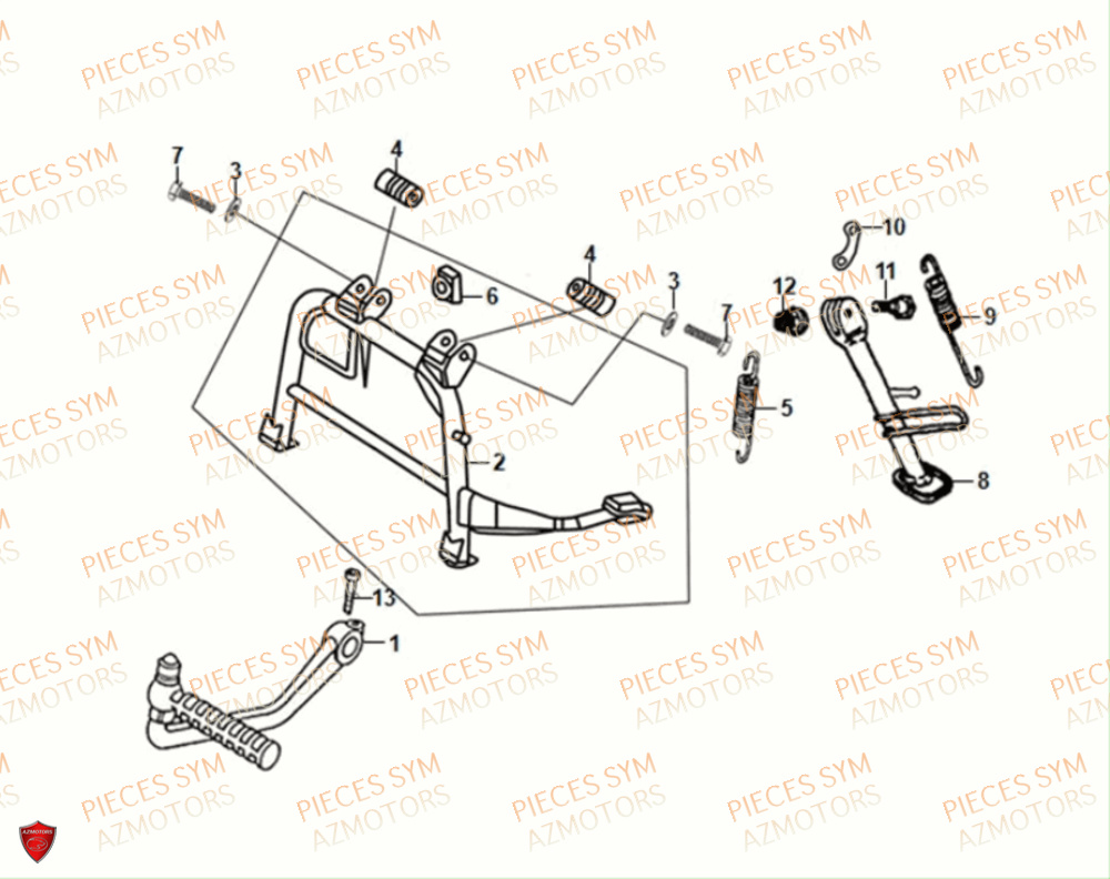 Bequille SYM Pièces FIDDLE II 50 E5 - AF05W5-EU (2021)