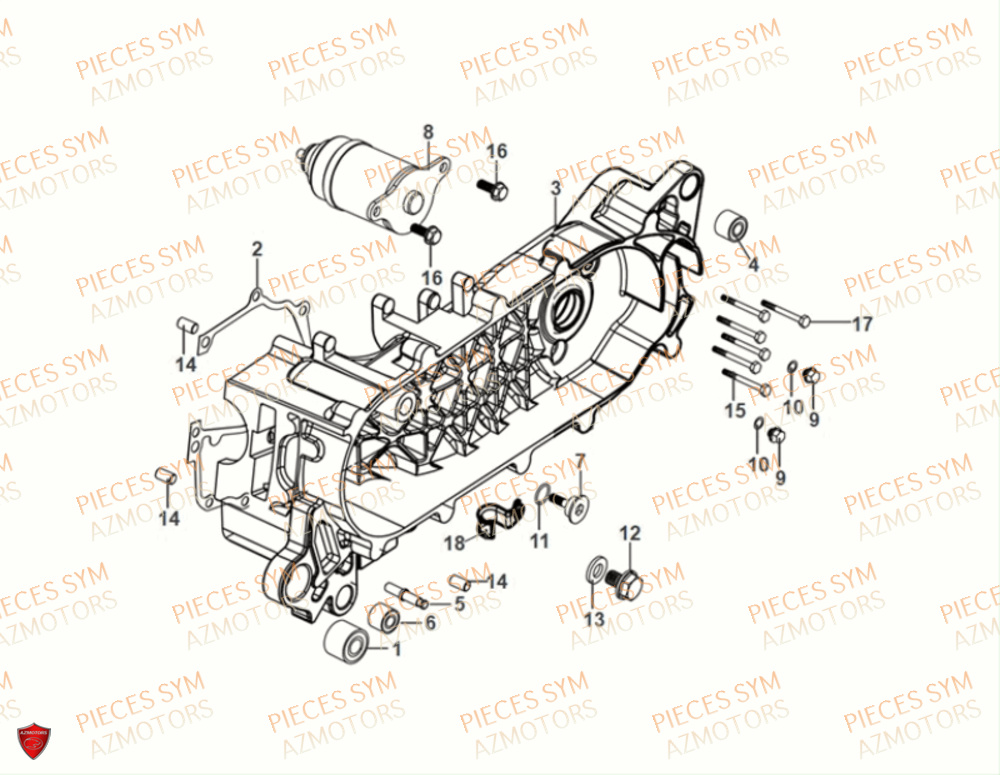 Carter Moteur SYM Pièces FIDDLE II 50 E5 - AF05W5-EU (2021)